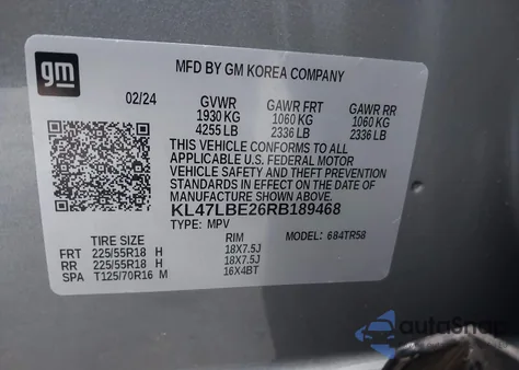 2024 Buick Envista Sport Touring Fwd from USA, damaged, VIN KL47LBE26RB189468